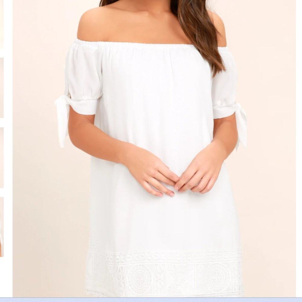 Lulus Dress XS Moment In The Sun White Lace Off-the-Shoulder